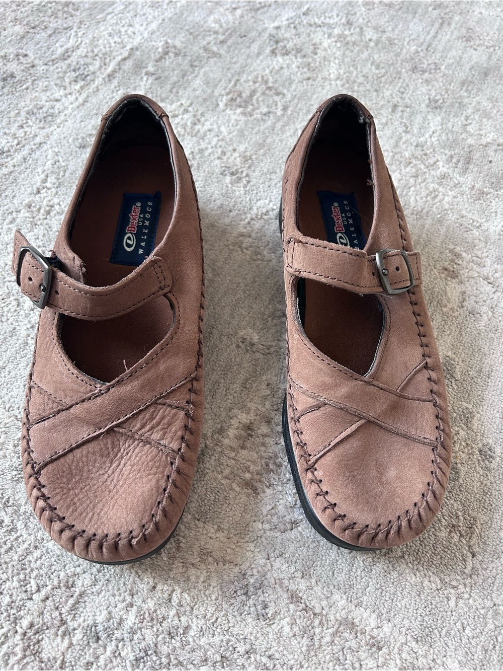 NWOB DEXTER Women’s  Brown Leather Comfort Mary Jane Mocs Casual Flat Shoe Sz 7
